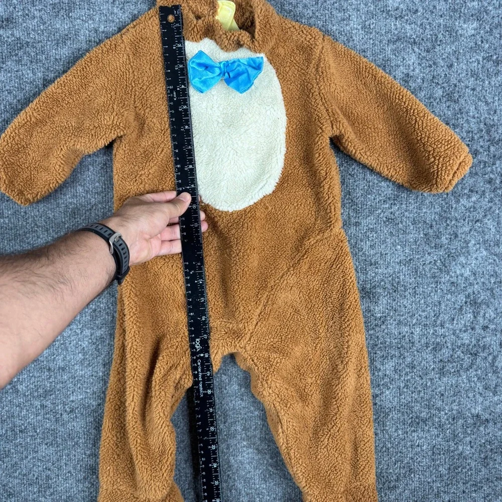 Rubies Costume Baby Size 12-18 Months Brown Sherpa Fleece Bear Blue Bow Tie Cozy